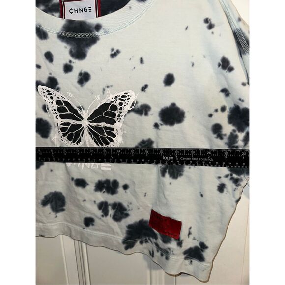 CHNGE Butterfly Tie-Dye Short-Sleeve Crop Top – Women’s Size Large - Picture 7 of 10